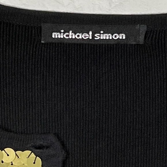 Michael Simon Sequin Top Gold Black Size P/S - Picture 3 of 9